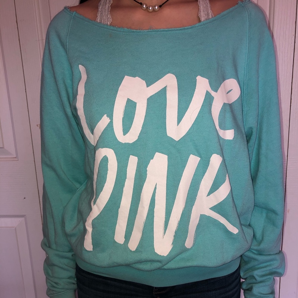 Victoria’s Secret Pink blue off the shoulder top